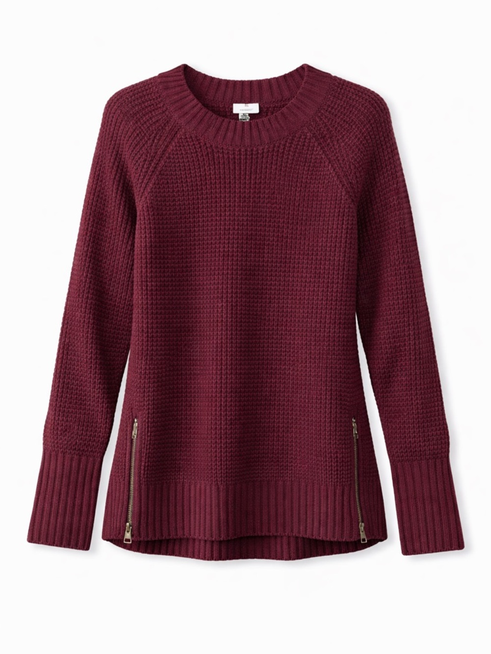 L.L. Bean Women's Wine Crewneck Waffle-Knit Sweater